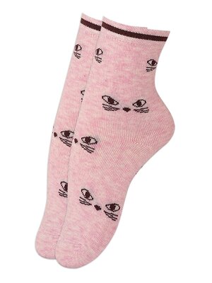 Носки Девочкам Para socks Розовый меланж Мордочки (фото 1)