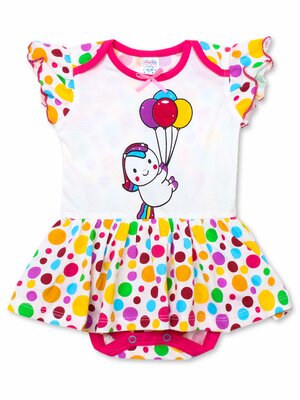 Платье-боди Новорождённым Bonito Белый Горох (фото 1)