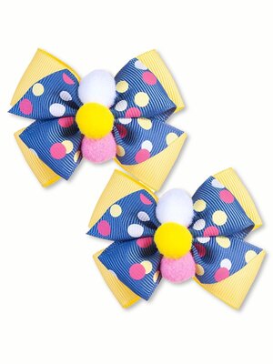Бантик на резинке, 2 шт Девочкам Baby`s joy Жёлтый; Синий Горох (фото 1)