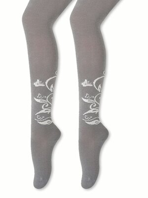 Колготки Девочкам Para socks Серый Цветы (фото 1)