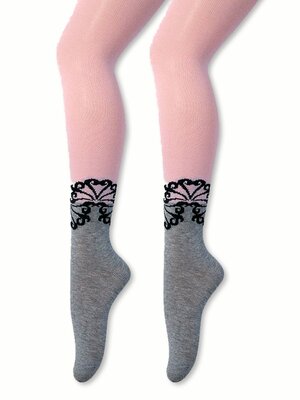 Колготки Девочкам Para socks Розовый; Серый Узоры (фото 1)