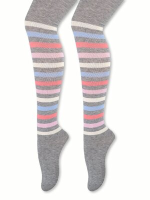 Колготки Девочкам Para socks Серый меланж Полоски (фото 1)