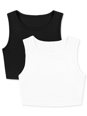 Комплект топов Девочкам Юлала Чёрный; Белый Без рисунка (фото 1)