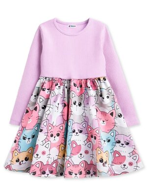 Платье Девочкам Юлала Сиреневый Котики (фото 1)