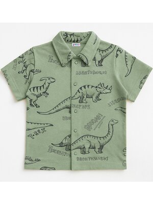 Рубашка Мальчикам Юлала Хаки светлый Динозавры (фото 1)