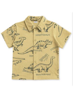 Рубашка Мальчикам Юлала Горчичный Динозавры (фото 1)