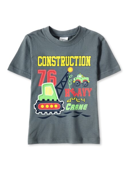 Футболка для мальчика Мальчикам Весёлый супер-слонёнок Серый тёмный Транспорт (фото 1)