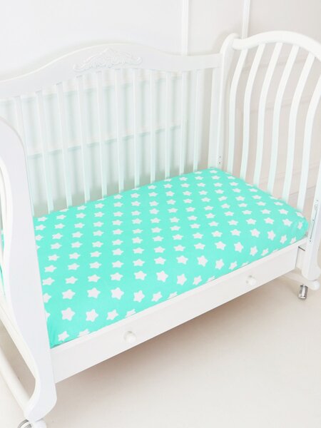 Простынка на резинке Новорождённым Россия Мятный Звёзды (фото 2)