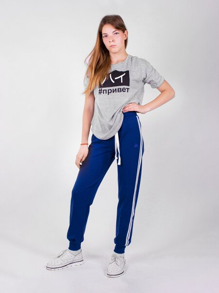 Штаны детские Девочкам Jewel style Синий тёмный Лампасы (фото 1)