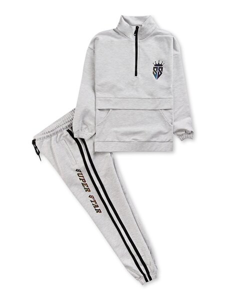 Костюм спортивный Девочкам Bonito Серый меланж Без рисунка (фото 1)