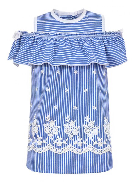 Платье для девочки Девочкам Россия Синий; Белый Полоска (фото 1)