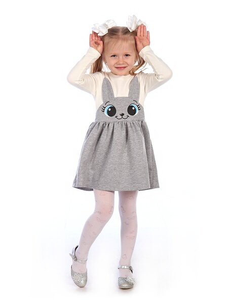 Платье для девочки Девочкам Россия Серый меланж Мордочка (фото 1)