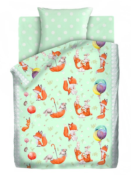 Комплект постельного белья Для дома Россия Мятный Лисята (фото 1)