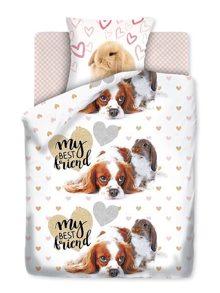 Комплект постельного белья Для дома Россия Белый; Розовый Зверята (фото 1)