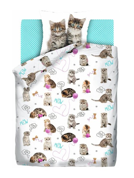Комплект постельного белья Для дома Россия Белый; Серый Котики (фото 1)