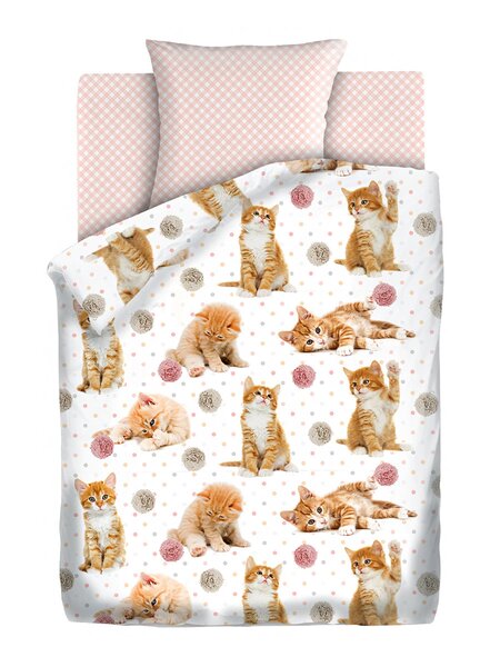 Комплект постельного белья Для дома Россия Белый; Оранжевый Котики (фото 1)
