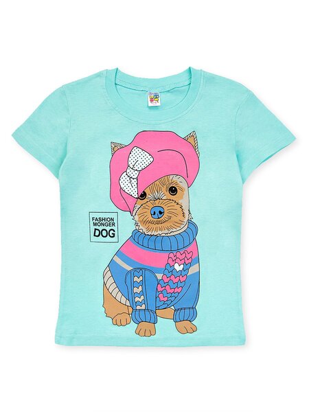 Футболка для девочки Девочкам Baby style Мятный Собачка (фото 1)