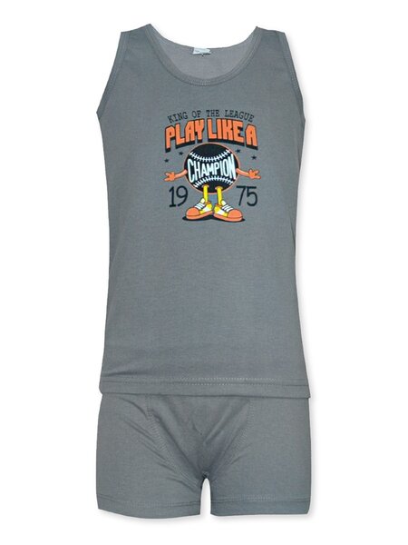 Комплект для мальчика Мальчикам Baby style Серый тёмный Мяч (фото 1)