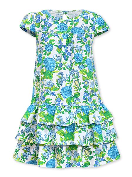 Платье для девочки Девочкам Лунёва Белый; Голубой Цветы (фото 1)