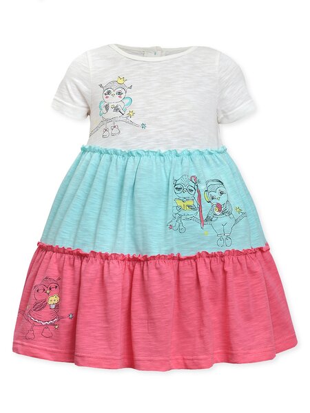 Платье для девочки Девочкам Лунёва Молочный; Голубой; Малиновый Совушки (фото 1)