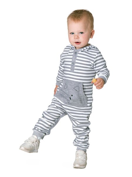 Комбинезон для мальчика Мальчикам Россия Белый; Серый Полоски (фото 1)