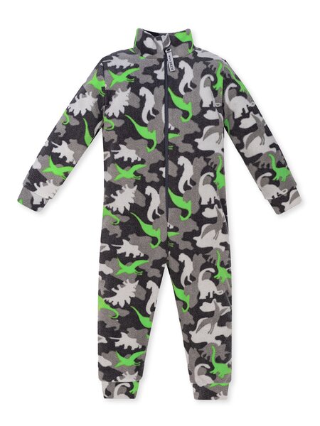 Комбинезон флисовый Мальчикам Россия Серый; Зелёный Динозавры (фото 1)