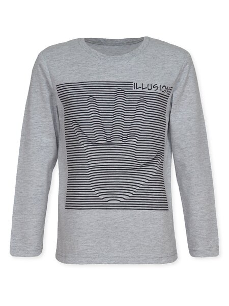 Лонгслив для мальчика Мальчикам Лунёва Серый меланж Полоски (фото 1)