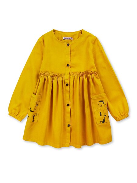 Платье для девочки Девочкам Bonito Горчичный Котики (фото 1)