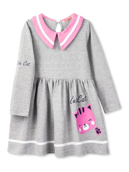 Платье для девочки Девочкам Bonito Серый меланж Кошка (фото 1)