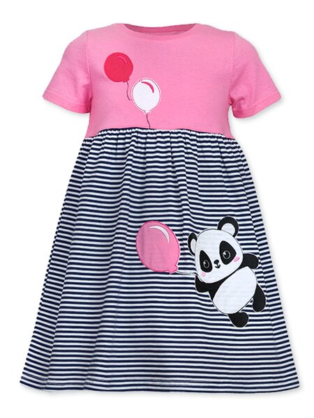 Платье для девочки Девочкам Лунёва Розовый; Чернильный Панда (фото 1)
