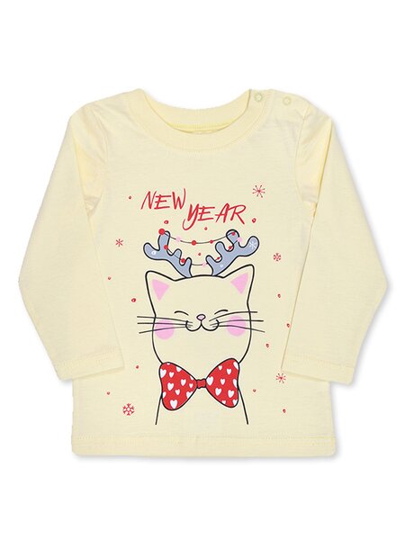 Кофточка Новорождённым Лунёва Жёлтый светлый Кошка (фото 1)