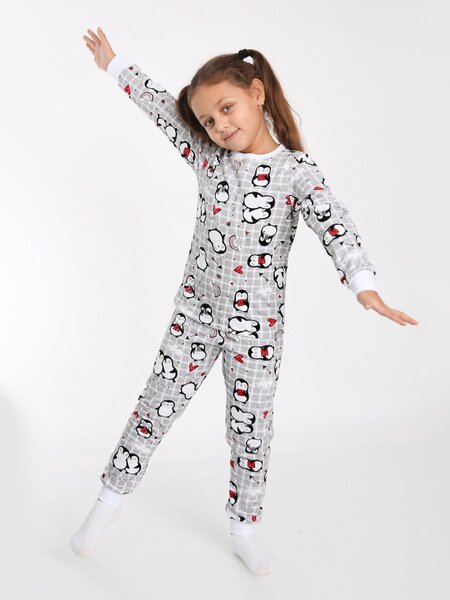 Пижама детская Девочкам Ивашка Серый Пингвины (фото 1)