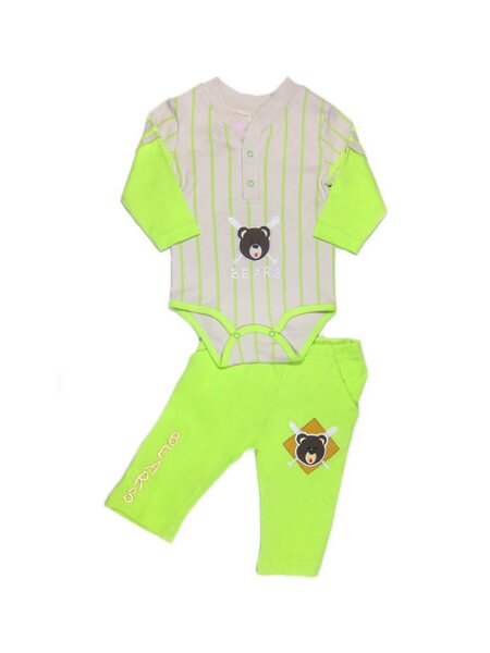 Комплект ясельный Новорождённым K&r baby Серый; Салатовый Мишка (фото 1)