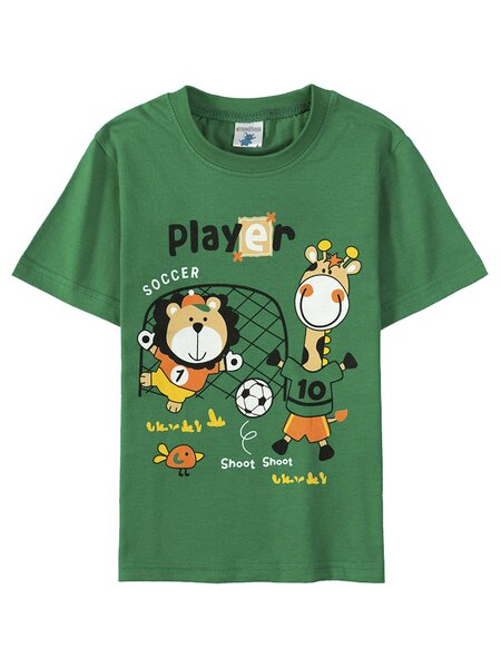 Футболка для мальчика Мальчикам Весёлый супер-слонёнок Зелёный Зверята (фото 1)