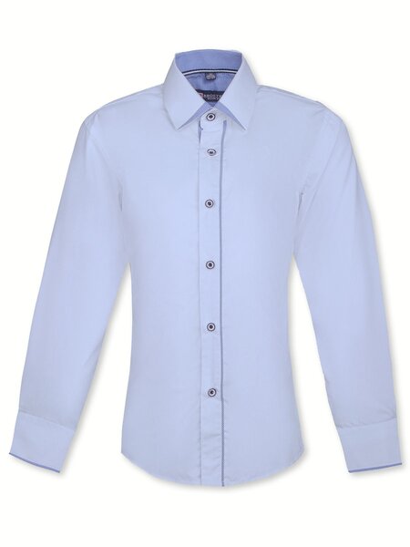 Рубашка Мальчикам Китай Голубой Без рисунка (фото 2)