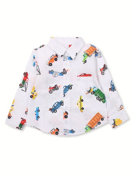 Рубашка для мальчика Мальчикам Bonito Белый Транспорт (фото 1)