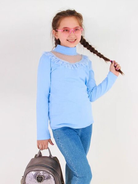 Водолазка для девочки Девочкам Bonito Голубой Кружево (фото 1)