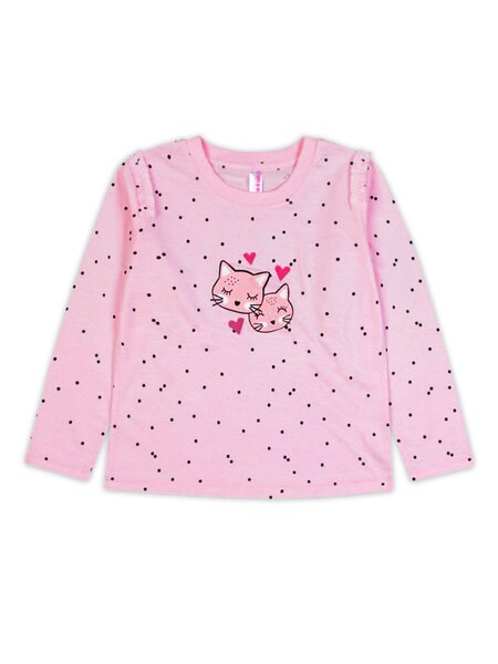 Лонгслив для девочки Девочкам Takro Розовый светлый Кошки (фото 1)
