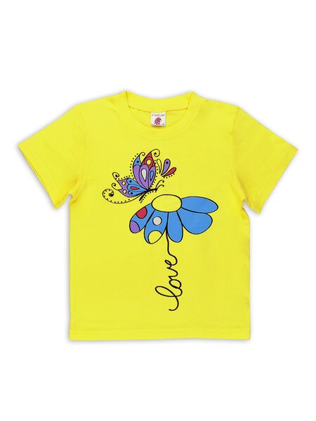 Футболка для девочки Девочкам Весёлый супер-слонёнок Жёлтый Цветок (фото 1)