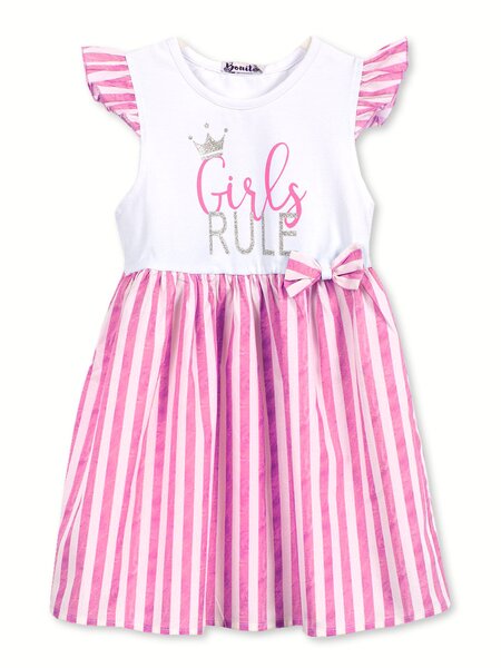 Платье Девочкам Bonito Белый; Розовый Надпись (фото 1)