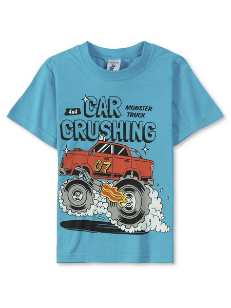 Футболка для мальчика Мальчикам Весёлый супер-слонёнок Голубой Монстртрак (фото 1)