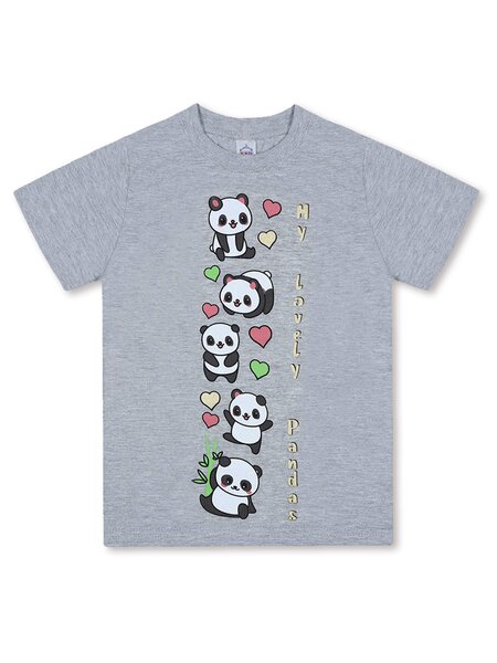 Футболка Девочкам Bonito Серый меланж Панды (фото 1)