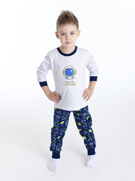 Пижама Мальчикам Takro Серый меланж; Чернильный Космонавт (фото 1)
