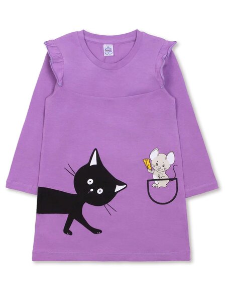 Платье Девочкам Bonito Сиреневый Котик (фото 1)