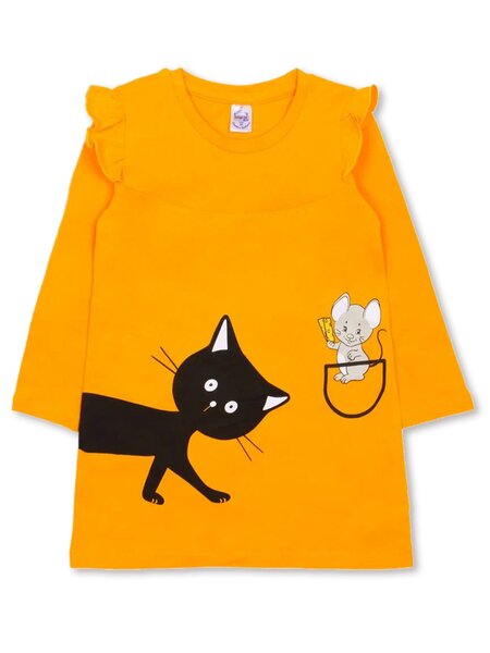 Платье Девочкам Bonito Горчичный Котик (фото 1)