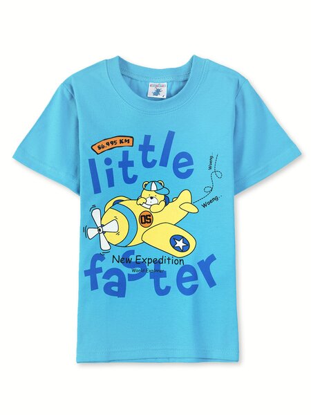 Футболка для мальчика Мальчикам Весёлый супер-слонёнок Голубой Самолёт (фото 1)