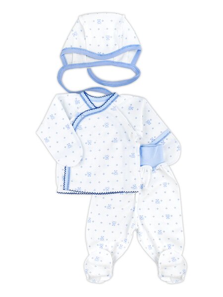 Комплект Новорождённым Россия Белый; Голубой Мишки (фото 1)