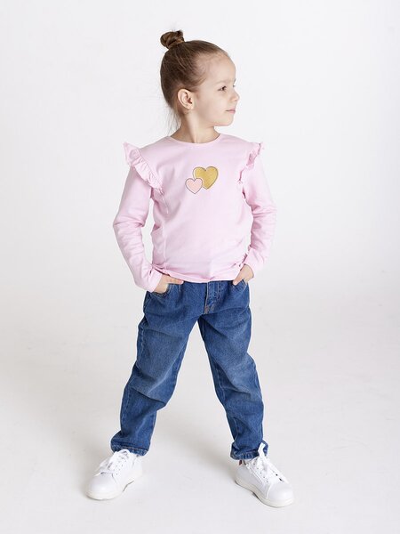 Лонгслив Девочкам Takro Розовый светлый Сердечки (фото 1)