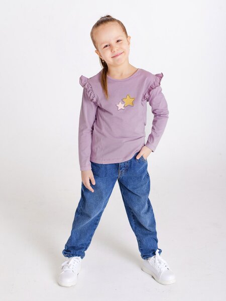 Лонгслив Девочкам Takro Сиреневый тёмный Звёзды (фото 1)