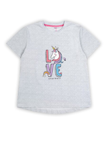 Футболка Девочкам Takro Серый меланж Единорог (фото 1)